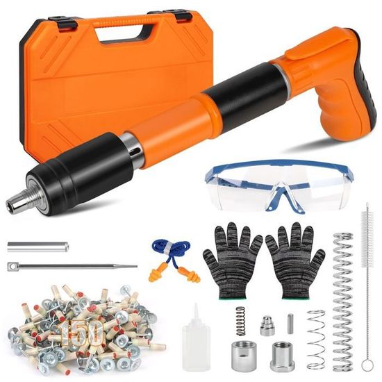 Pistolet à Clous Manuel DkevEu Pour Béton - 5 Vitesses, Avec 120 Clous, Forte Pénétration, Silencieux, Pour Fixation Murale