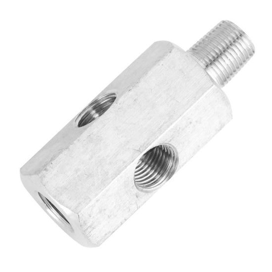 Adaptateur 3 voies 1/8 T pour capteur de pression d'huile, eau, jauge en laiton pour systèmes de surveillance du moteur de voiture, camion, moto Adaptateur 3 voies 1/8 T pour capteur de pression d'huile, eau, jauge en laiton pour systèmes de surveillance du moteur de voiture, camion, moto