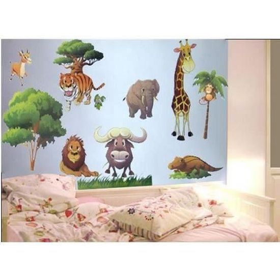 Runtoo Sticker Muraux Singe Arbres Autocollant Mural Animaux Jungle Amovible Deco Stickers Chambre Enfant Bebe Salon Decoration Bebe Et Puericulture Decorations Murales Bhattbros Com