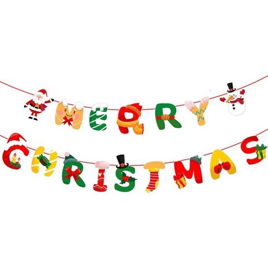 Bannière Merry Christmas – Guirlande Lettres Noël – Décoration Intérieur/extérieur – Facile à Suspendre – Thème Rouge/vert