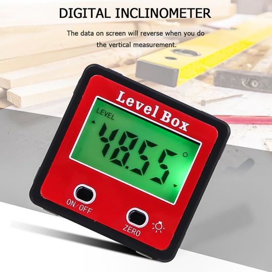 Numérique 360 ° Bevel Box / Inclinomètre, Inclinomètre numérique, 2 touches de niveau de capteur de niveau d'angle de rapporteur 