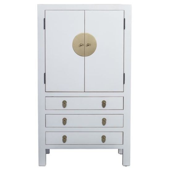 Fine Asianliving Armoire Chinoise Blanc L 63 x P 38 x H 110 cm