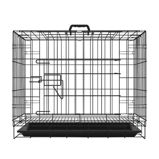 Cage de Transport pour Chien Pliable - Caisse en Métal - 2 Portes - avec Poignées et Plateau Amovible Noir - 50x35x40cm