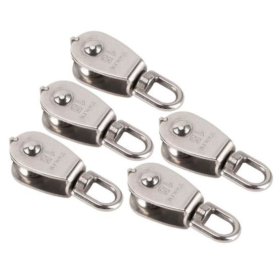 Lot De 8 Poulies En Acier Inoxydable M20 - Charge Max 75 Kg - Pour Corde, Treuil, Levage, Bricolage - 7