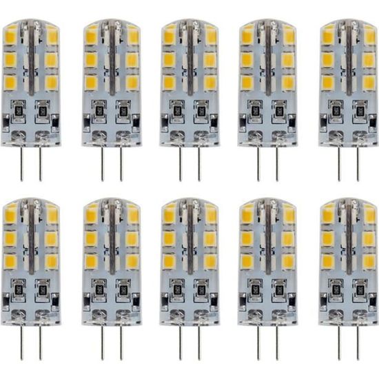 Lot de 10 Ampoules LED G4 3W Blanc Chaud 260LM DC12V - Dimensions 12,3*36,8mm