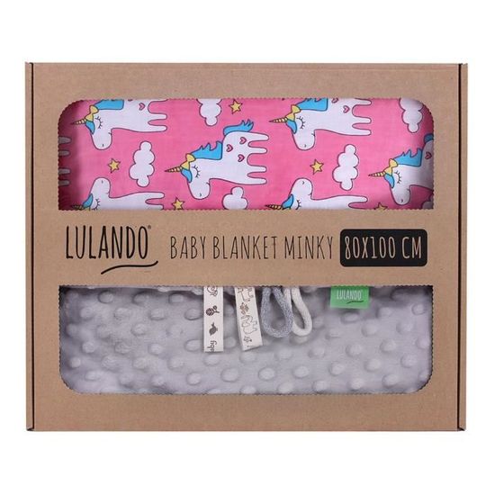 LULANDO Couverture Bébé Tapis D'éveil En 100% Coton 80x100 cm Doux et moelleux Couverture préférée pour votre bébé Grey - Pink Unico