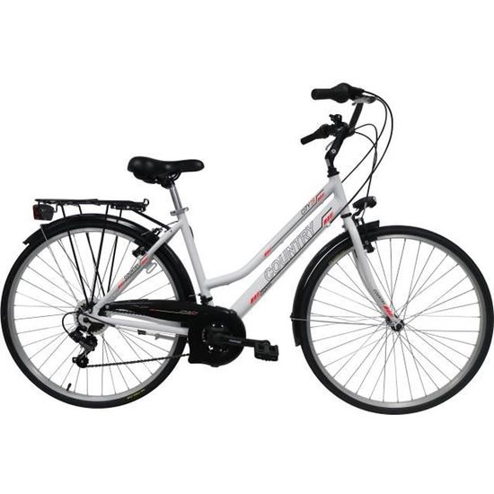 Vélo VTC 28" Femme Country - Cadre en Aluminium - 21 Vit avec Poignée Révoshift Shimano & Dérailleurs Shimano & Equipement City