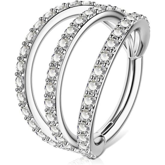 Piercing Nombril Acier Chirurgical 316L - Zircone Cubique Transparente - Calibre 14/10mm