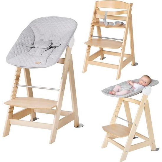 Chaise Haute évolutive Hauck Grow Up - Transat Réglable Avec Plateau Repas Et Roulettes Gris