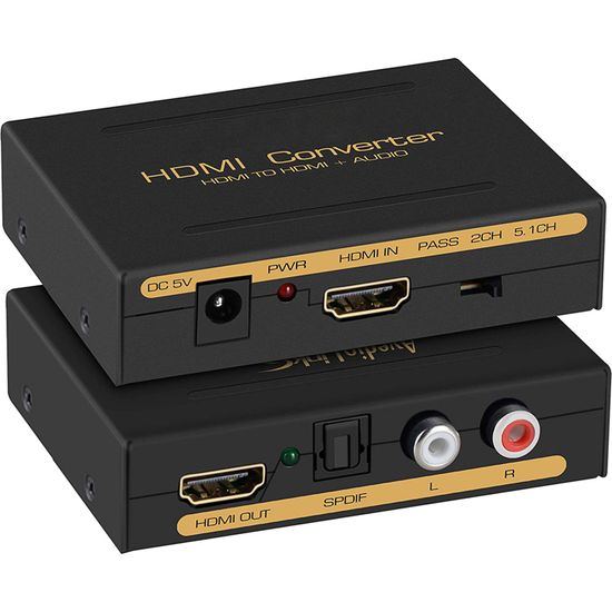 TD® HDMI Audio extracteur convertisseur SPDIF + RCA L - R TV DVD Noir –