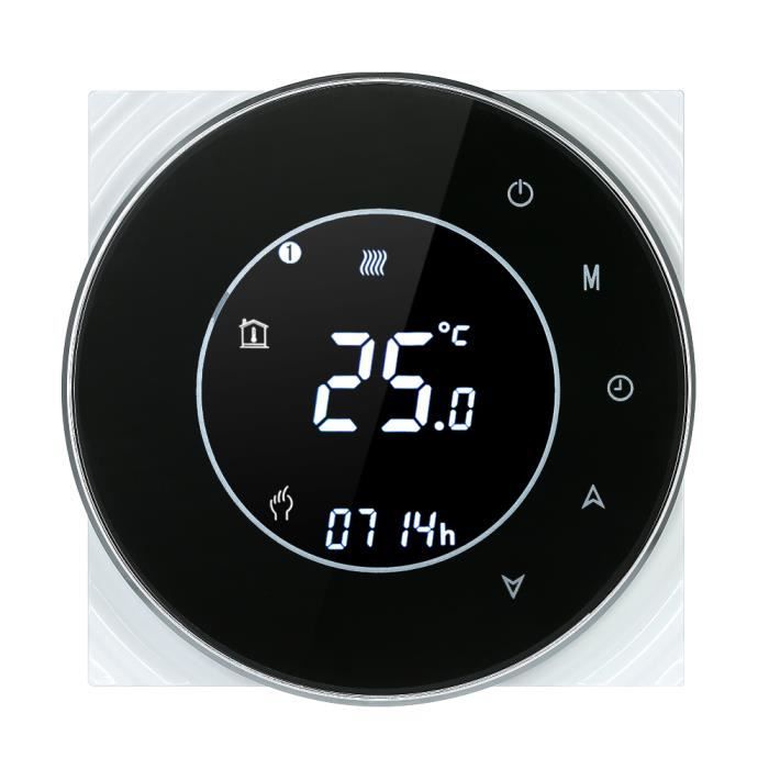 Decdeal Wi-Fi Thermostat Programmable Thermostat d'Ambiance Intelligent sans Fil avec Écran LCD Tactile - Noir