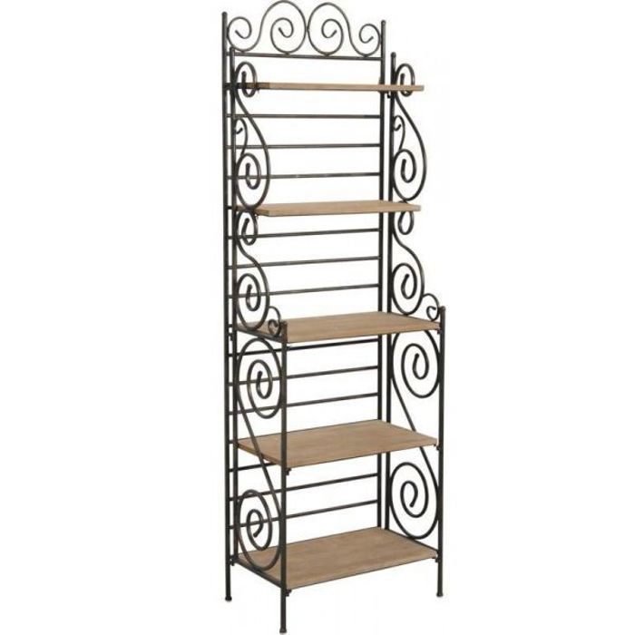 Etagère fer forgé bois spirales
