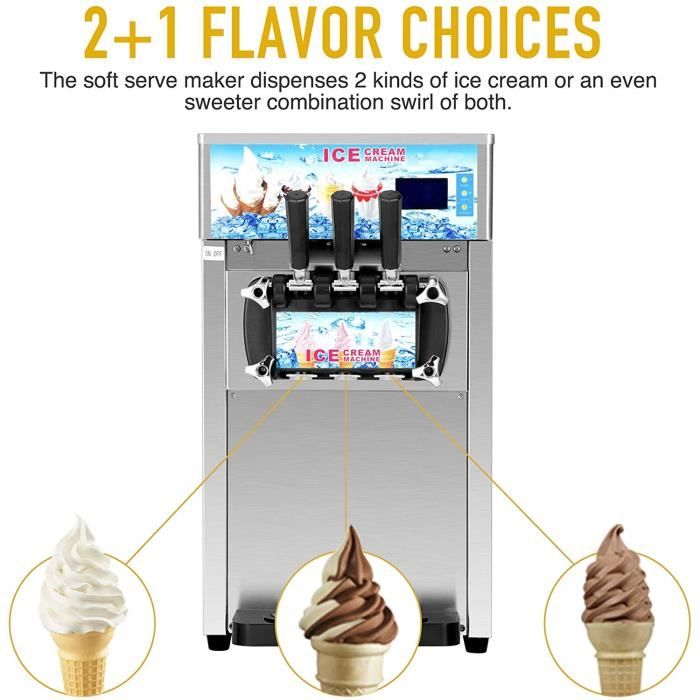1200W Sorbetière Commerciale, Machine à Crème Glacée Professionnelle, Machine à Glace Électrique, Machine à Glace Italienne, Sorbet