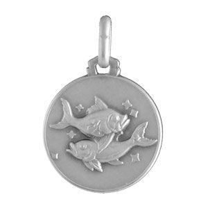 Médaille Argent zodiaque poissons