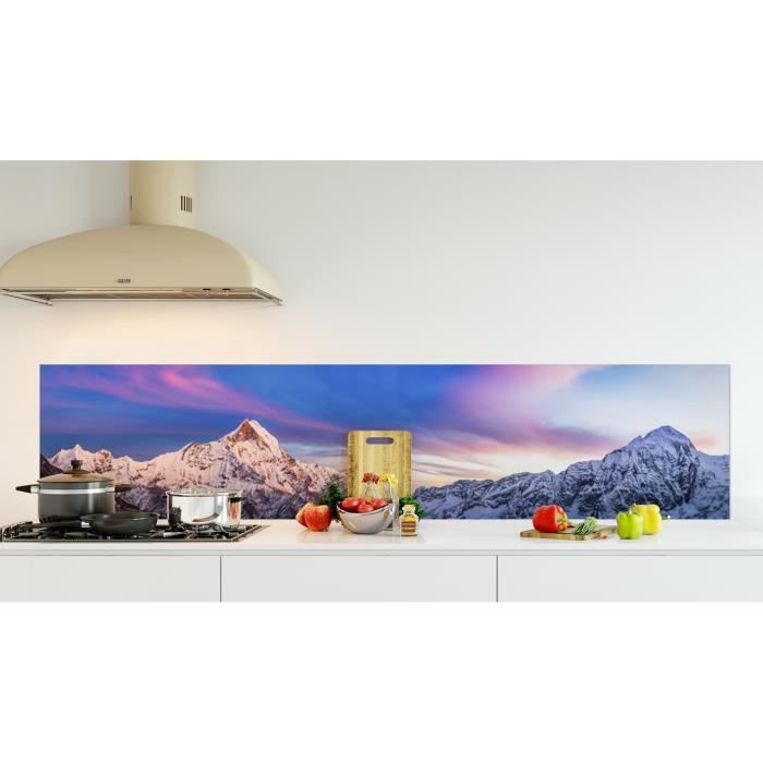 Crédence de cuisine adhésive en Panneau composite aluminium -Panorama de l'Annapurna sanctuaire de l'Himalaya, Népal- L. 220 x H...