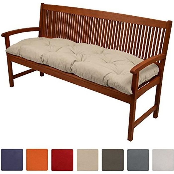 Beautissu Coussin banc Flair BK 120x50x10cm - Nature - Coussin pour banc de jardin, terrasse, balcon, balancelle