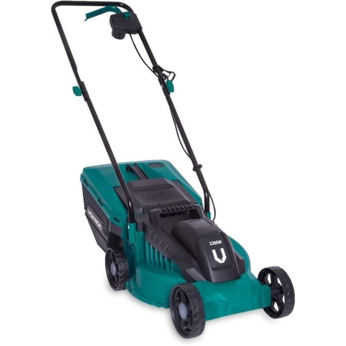 VONROC Tondeuse à gazon1300W - Largeur de Coupe 32cm - Bac de ramassage 30L INCL.