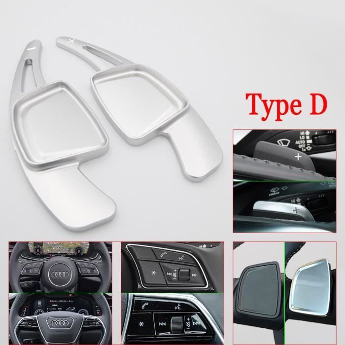 Palettes de changement de vitesse pour Audi Sline Quattro RS Q3 Q5 Q7 S3 S5 SQ5 SQ7 R8 A3 A4 A5 A6 A7 S4 TT Type D Silver -QUKJ049