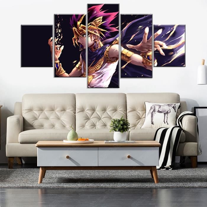 UUGB-410 5 pièce D'animation Yu-gi-oh! Peinture sur toile imprimée HD Type Atem, affiche modulaire, image d'art mural (Sans cadre)