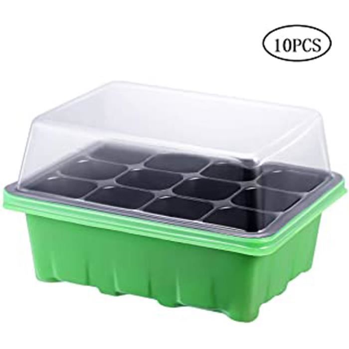 10 Pièce Mini Serre Pour Semis Avec 12 Cellules Mini Serre De Jardin Plastique Bac À Semis Pour Démarrage Et Croissance Semence Kit