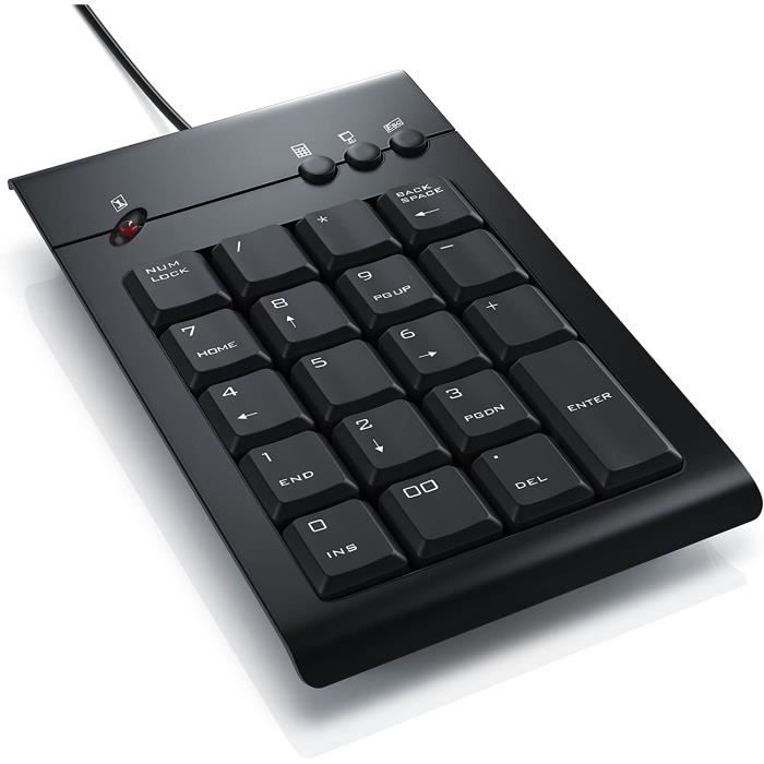 aplic - Clavier numérique - USB Numpad Externe - pavé numérique Clavier supplémentaire - Keypad - Mini-Clavier - 3 Touches multimédi