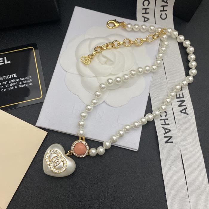 Sautoir - Collier,Collier Femme Enceinte,Pendentif Amour,Collier de Perles Vintage-Collier de Perles Roses-19