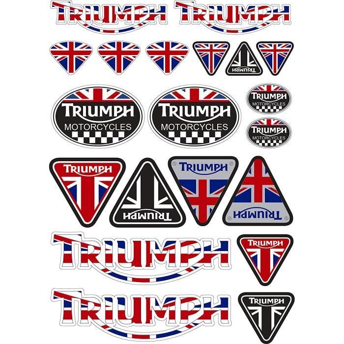 Autocollant Adhésif Vinyle Compatible Avec Triumph Motorcycles Impression Digital Laminé Contre Uvi et Rayures Feuille A 4 (20...