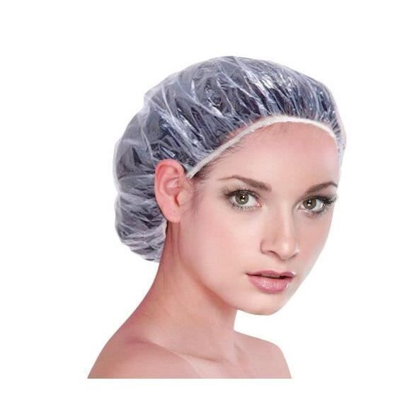 100pcs Bonnets de Douche Jetables Transparent Imperméable en Plastique pour Salle De Bains, Spa, Usage Domestique, Hôtel et Salon de