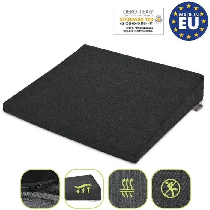 Beautissu Coussin en coin Orthopédique BeauErgo - Coussin triangulaire d´assise pour le bureau et la voiture en Mousse