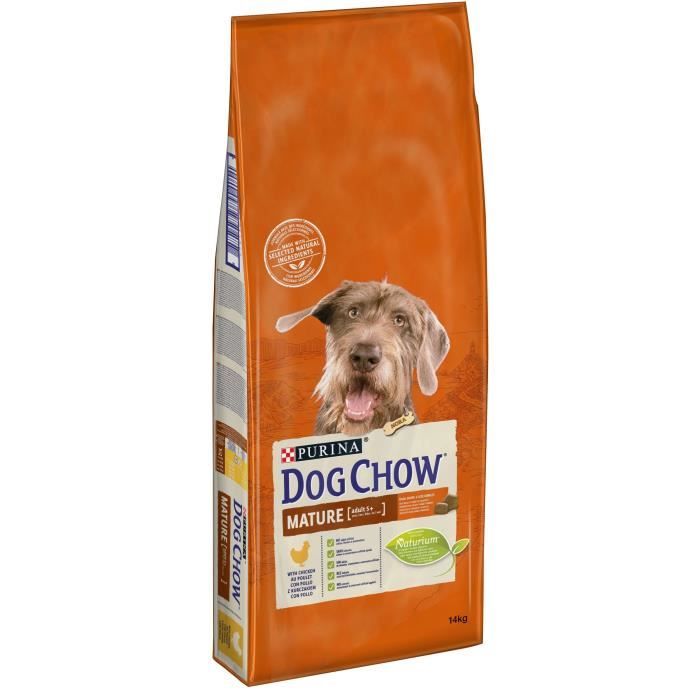 DOG CHOW Croquettes - Avec du poulet - Pour chien mature adulte - 14 kg