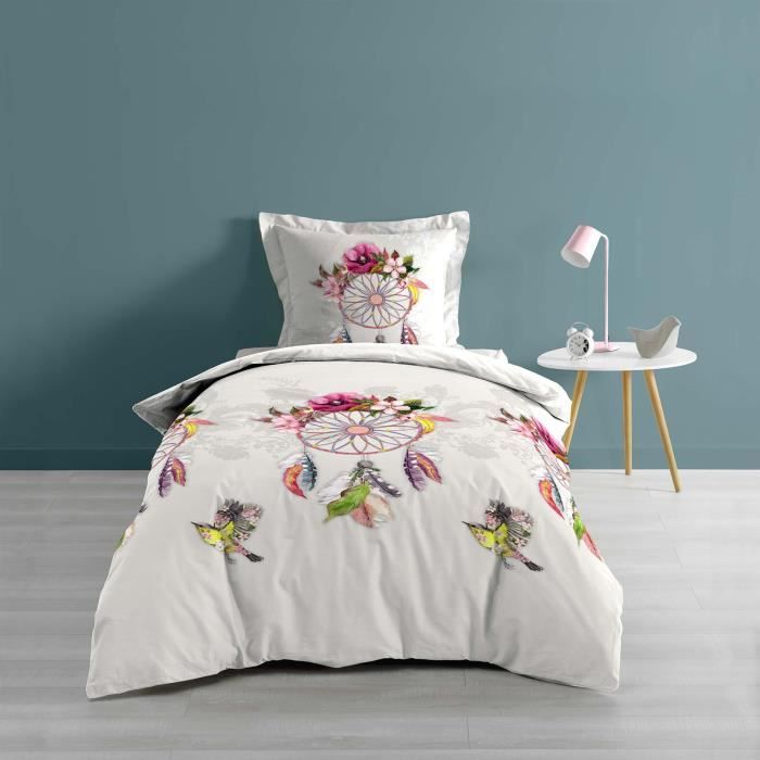 Housse de couette 140x200 cm + 1 taie d'oreiller (63x63) 100% coton imprime 57 fils bohemia
