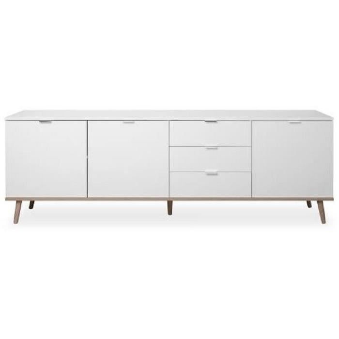 GOTEBORG Bahut - Style scandinave - Décor chêne et blanc - L 200 cm
