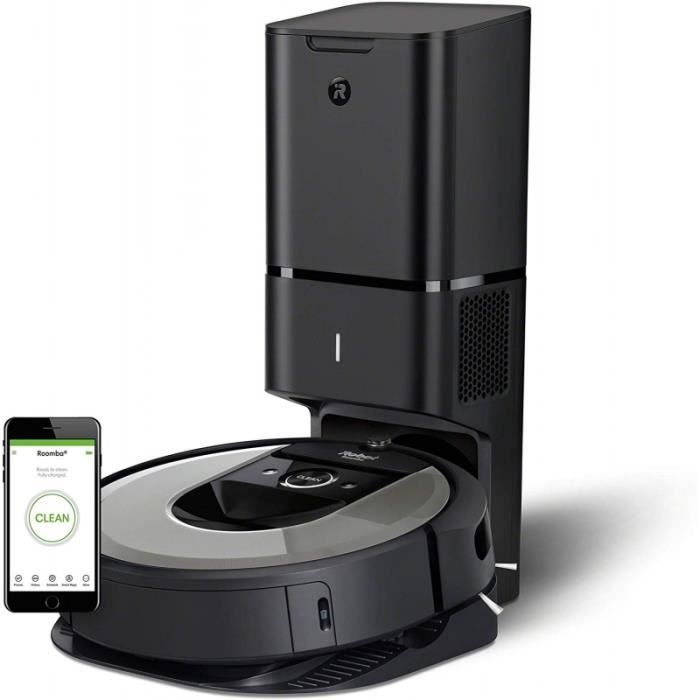 Aspirateur robot Irobot Roomba i7 + avec sa base auto-drainante CleanBase noire