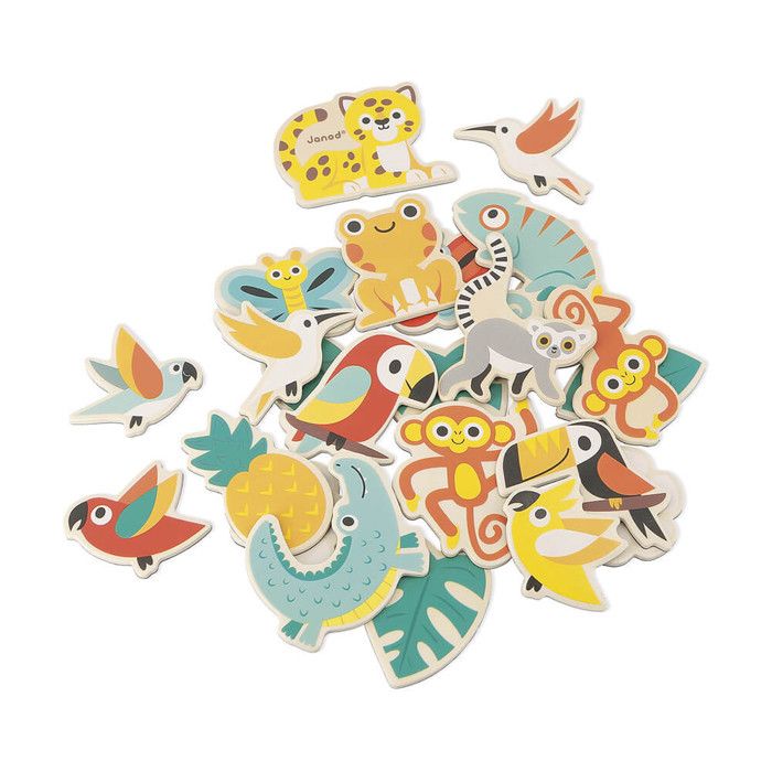 JANOD - Tropik Magnets Tropicaux 24 Pièces en Bois - Jouet Magnétique - Accessoires pour Tableau Enfant - Produit FSC TM - Dès 2 Ans