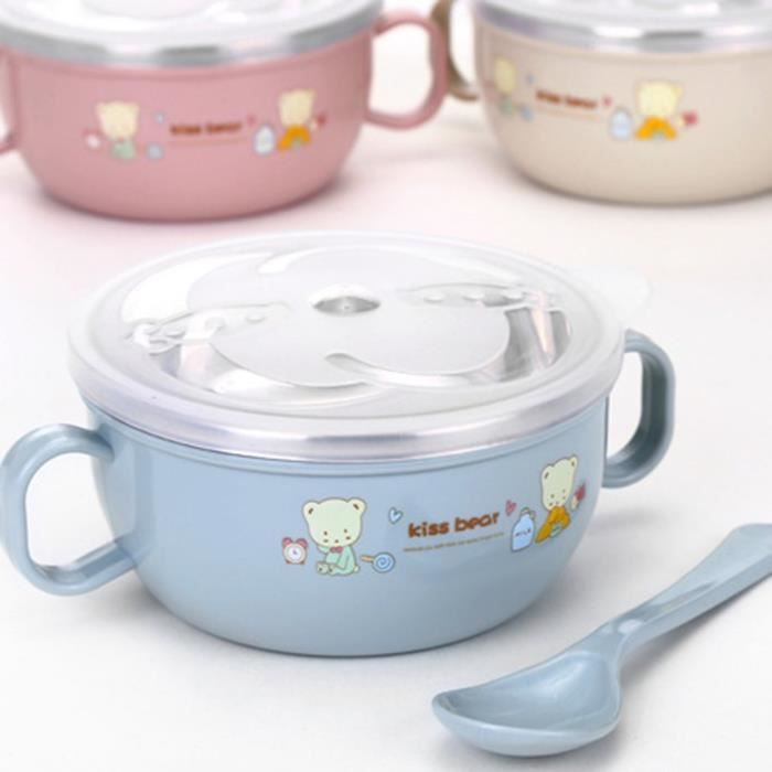 bol d'enfant - bot bébé avec couvercle et cuiller - couleur aléatoire