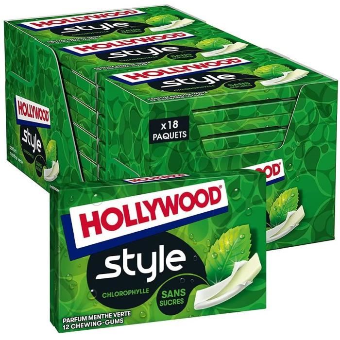 Rafraichisseur D Haleine Chewing Gum Style Parfum Chlorophylle Sans Sucres Édulcorants Lot 18 Paquets 12