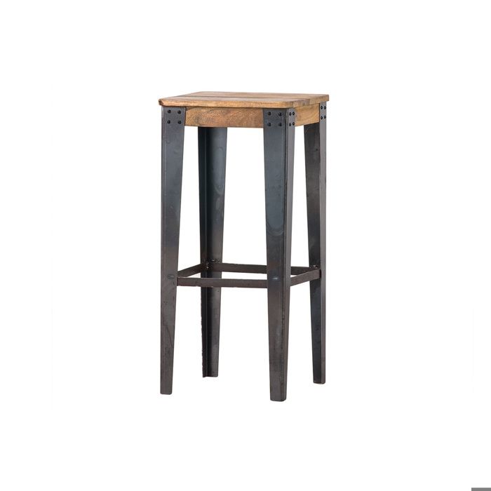 Miliboo - Tabouret de bar industriel acier et bois 75 cm MADISON