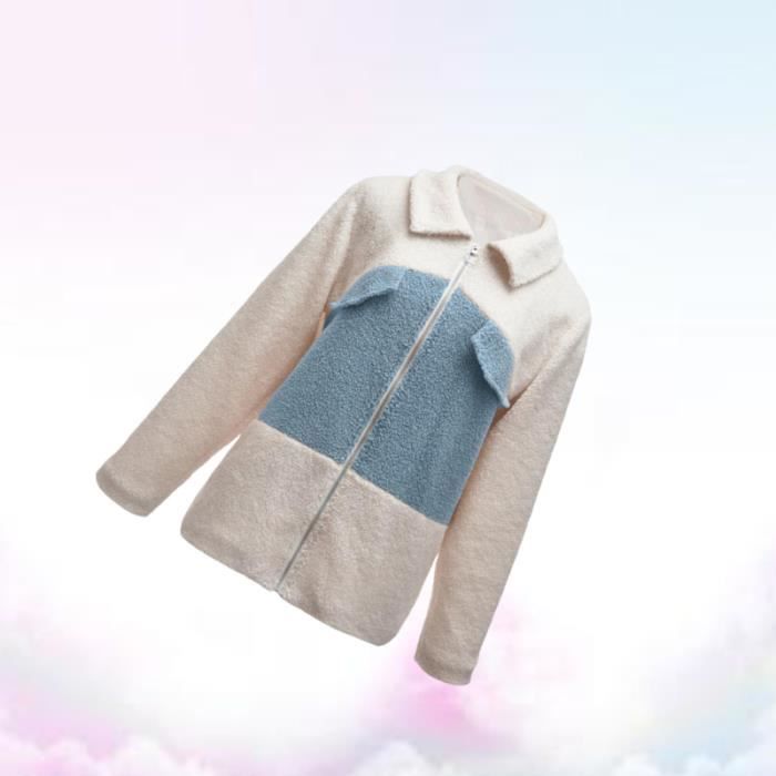 Manteau de couture chaud automne fermeture à glissière épais pardessus en peluche à manches longues avec poche pour les femmes