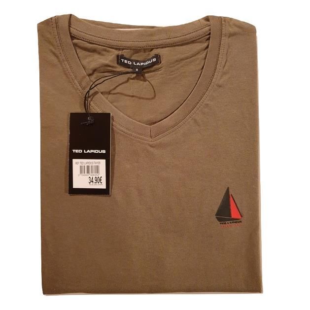 T-shirt homme Ted Lapidus col V 100% coton