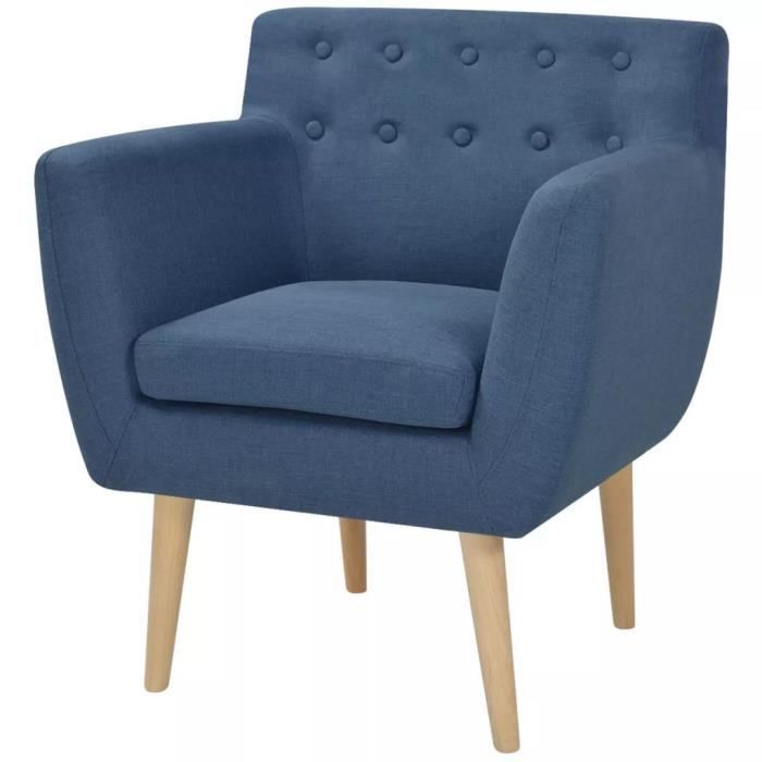 Fauteuil Tissu 67 x 59 x 77 cm Fauteuil Scandinave Fauteuil de jardin Fauteuil Relaxation Bleu