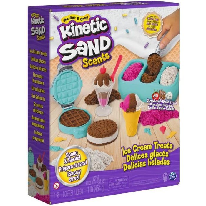 KINETIC SAND - SABLE MAGIQUE - COFFRET DELICES GLACES PARFUME 454G - Sable Cinétique et Coloré à modeler - 6059742 - Jouet 3 ans