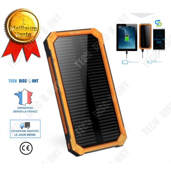 TD® Batterie externe 12000 mAh chargeur solaire téléphone randonnée portable usb iphone camping voyage universel nouvelle énergie ét