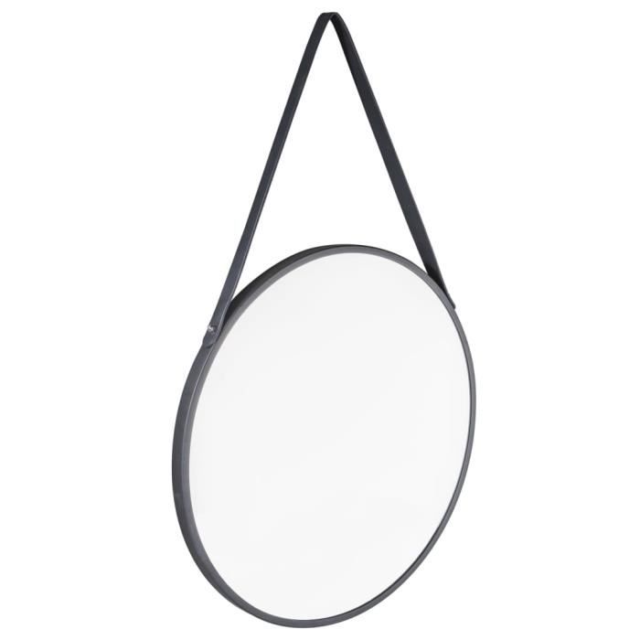 (435329) Miroir rond suspendu Noir DBA