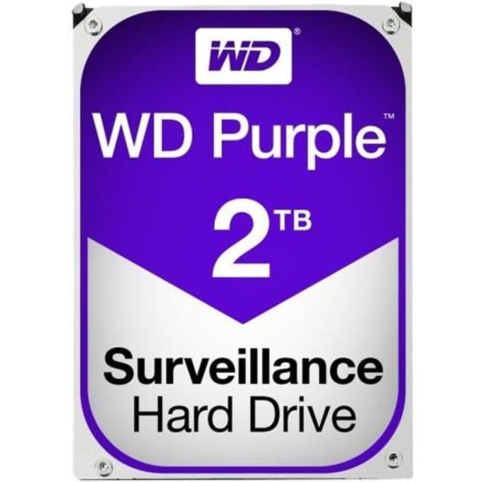 WESTERN DIGITAL Disque dur WD Purple WD20PURZ - 3.5- Interne - 2 To - SATA/600 - 5400trs/mn - Buffer 64 Mo