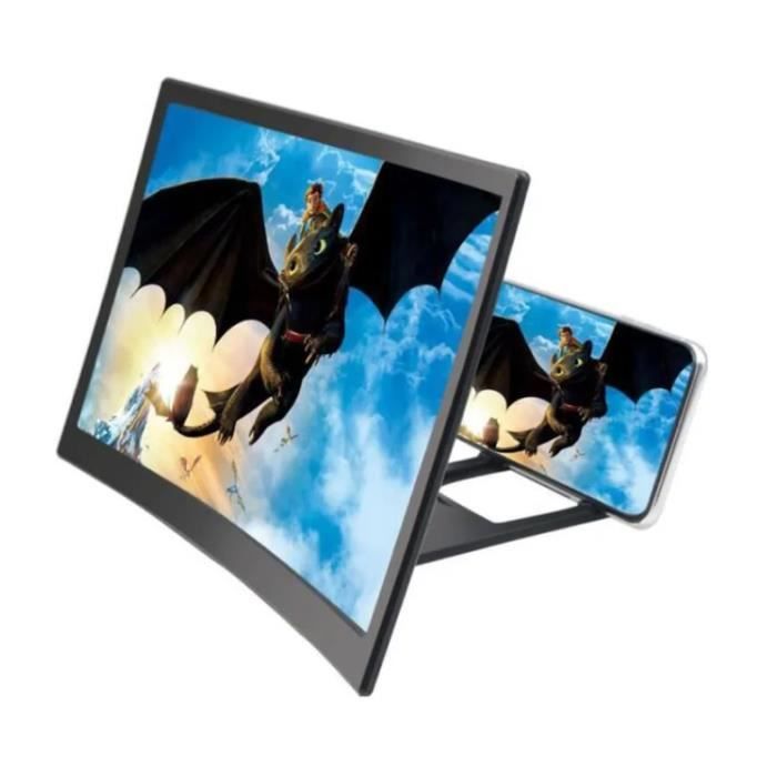 L6 12‘’ écran incurvé loupe pour téléphone portable HD écran agrandisseur vidéos films Noir Écran incurvé