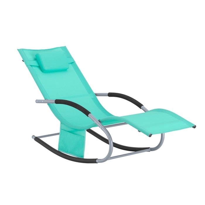 transat de jardin ogs28-tb sobuy - chaise longue avec appui-tête et pochette latérale - turquoise - confortable