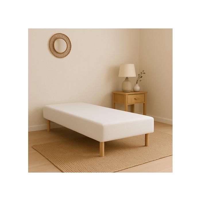 SOMMIER TAPISSIER BLANC 90x200 cm FABRICATION FRANÇAISE ARTISANALE PIEDS OFFERTS HAUTEUR avec PIEDS 27 cm - som90x200