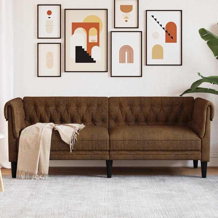 vidaXL Canapé Chesterfield 3 Places Chaise avec Accoudoirs et Dossier Siège avec Pieds Fauteuil TV de Salon Moderne 372564