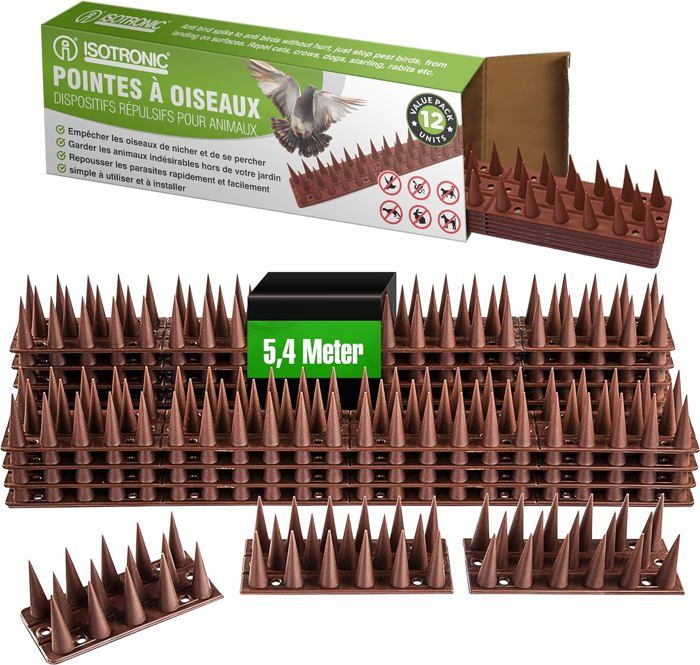 Lot De 12 Pics Anti-pigeons En Plastique - 33.5 Cm, Répulsif Pour Balcon, Fenêtre, Jardin (noir)