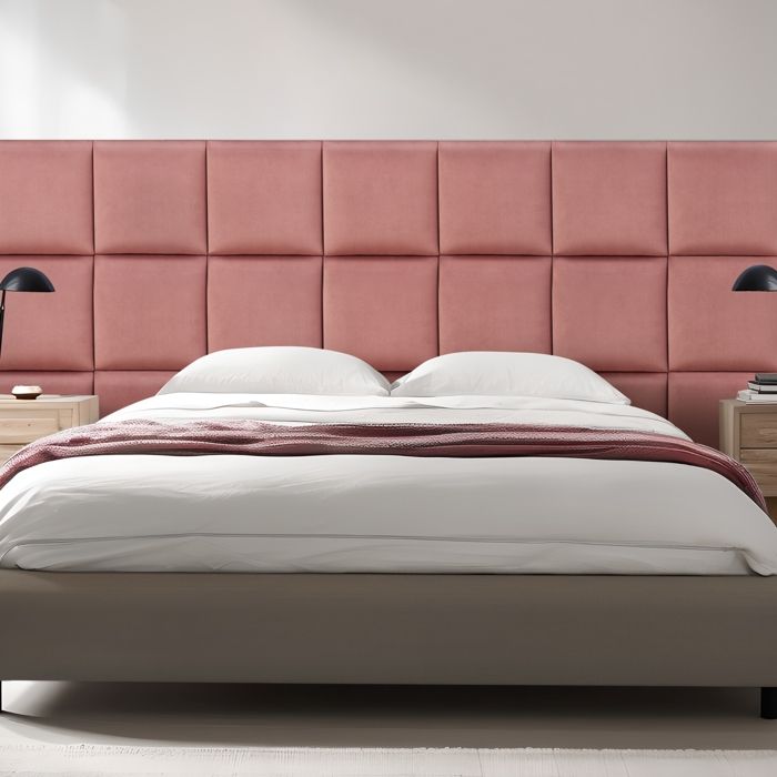 Coussins muraux Carpino set de 4 velours 30 x 30 cm couleur rose